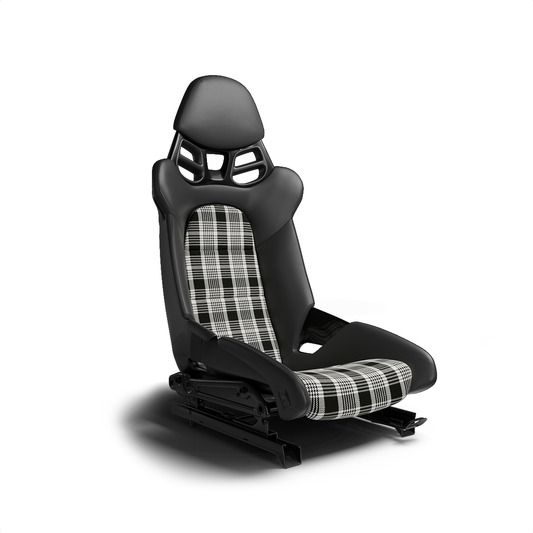 Houndstooth-Plaid Seat Fabric - Black & White