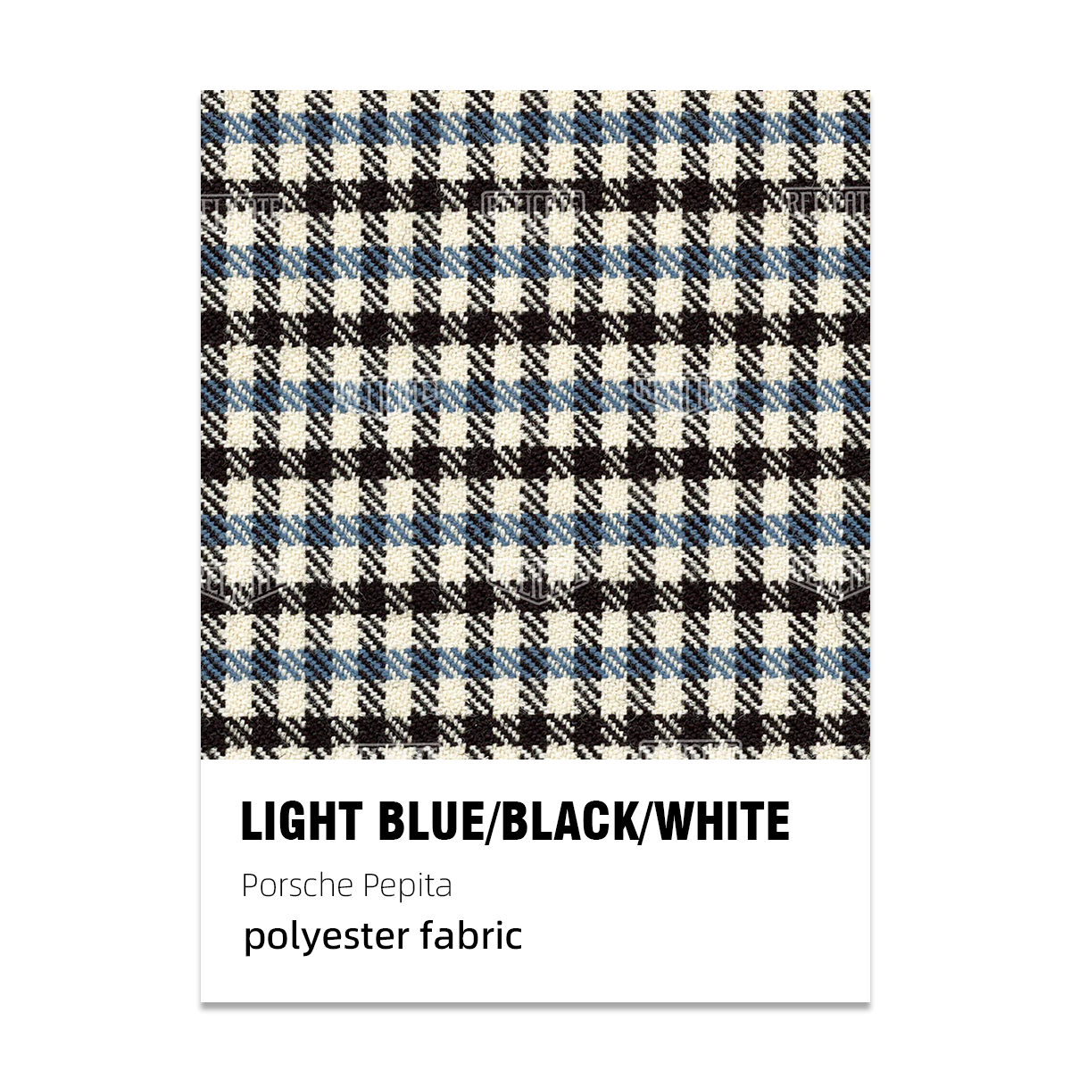 Porsche Pepita Houndstooth Seat Fabric - Light Blue/Black/White