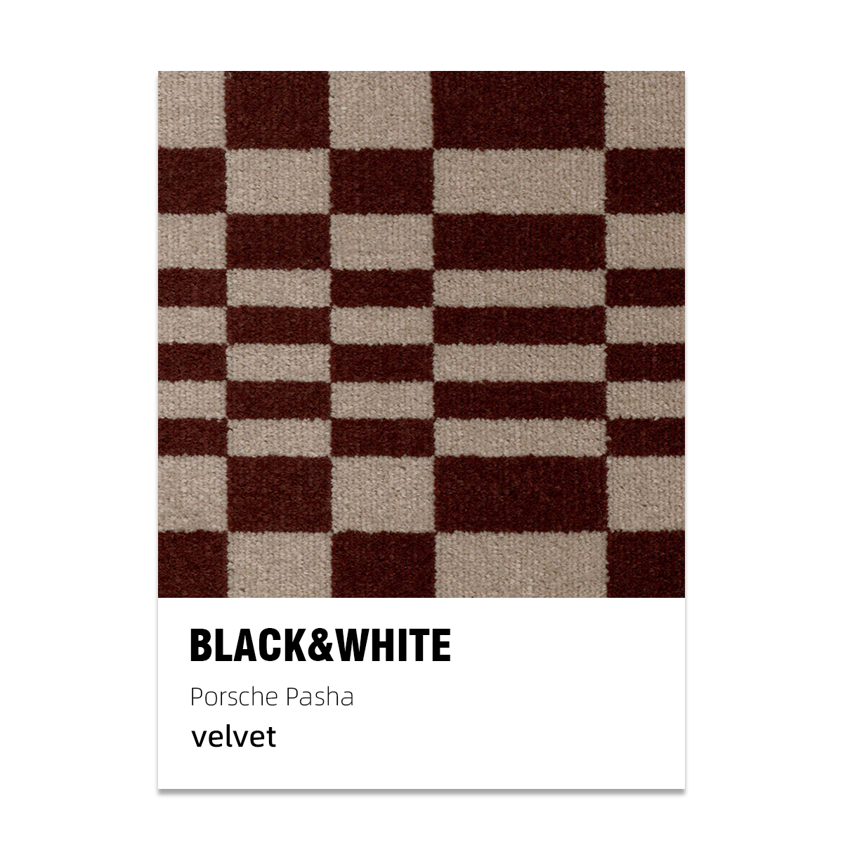 Porsche Pasha Checkerboard Seat Fabric - Bordeaux/Beige
