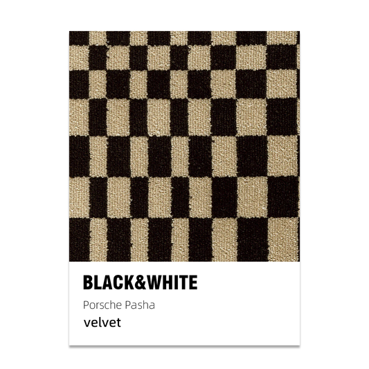 Porsche Pasha Checkerboard Seat Fabric - Black/Beige