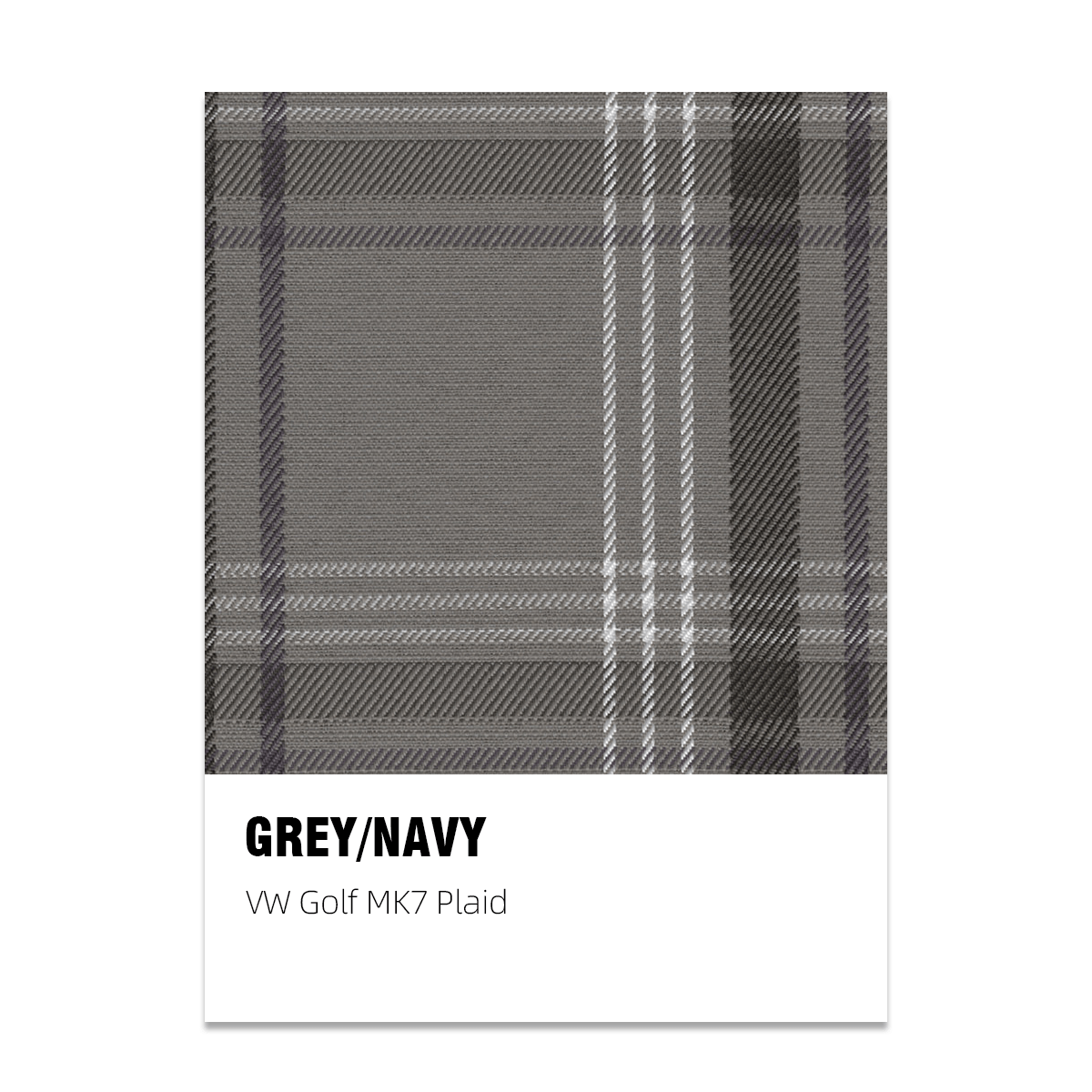 Golf MK7 Style Plaid Tartan Fabric - Grey/Navy
