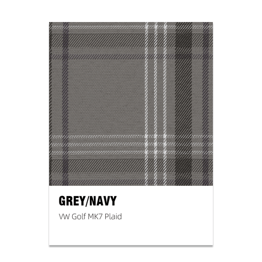 Golf MK7 Style Plaid Tartan Fabric - Grey/Navy