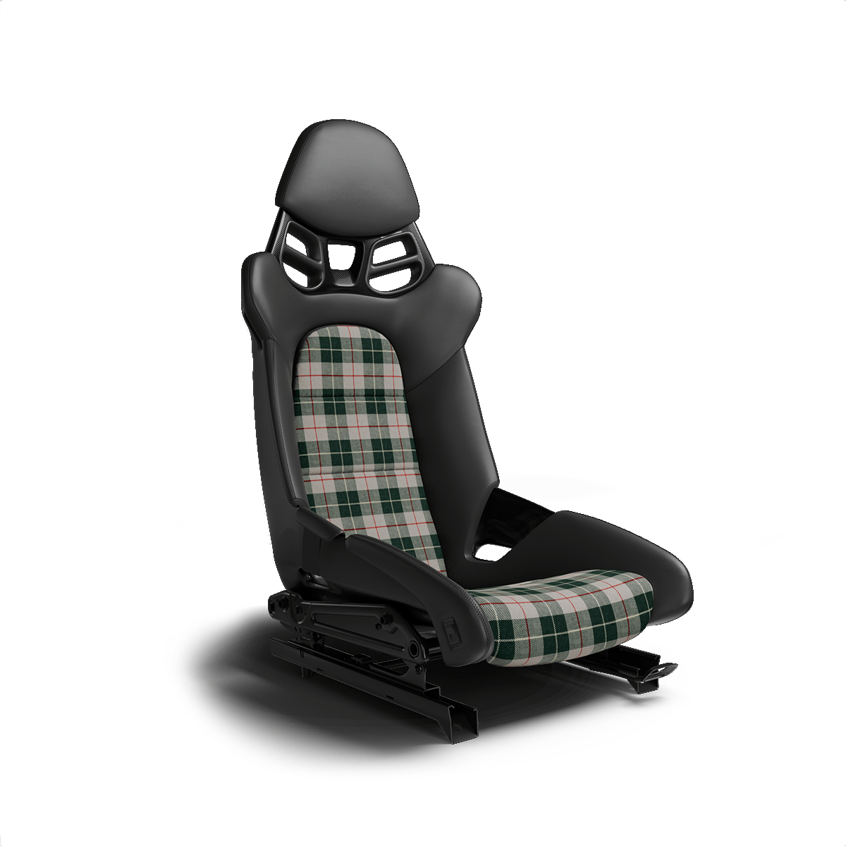 Mercedes 300SL Gullwing Plaid Seat Fabric - Green / Grey